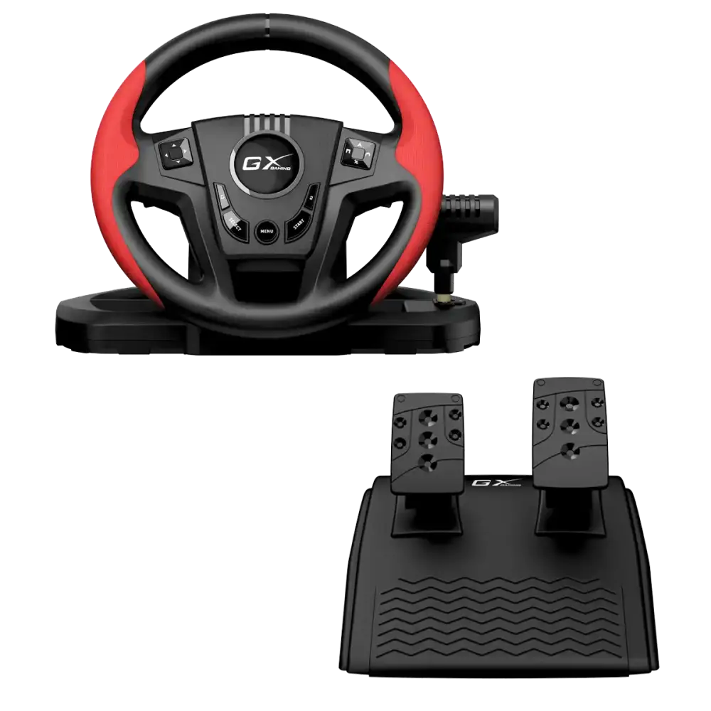 Volante con Pedales y Palanca Genius RS2 SpeedMaster para PC PlayStation Volantes